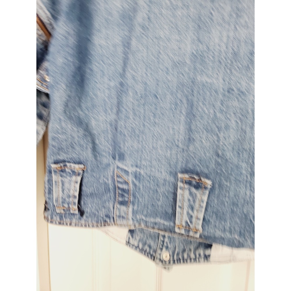 Guess Georges Marciano Denim Jacket Blue Vintage Zip Sleeve Bomber Size M - Picture 9 of 15